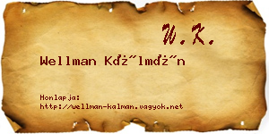 Wellman Kálmán névjegykártya